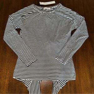 Mustard Seed NWT By the Bay Tie Back Stripe Long Sleeve Black White Shirt Small